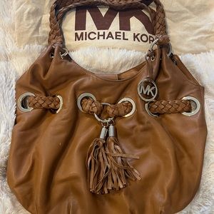 Authentic Michael Kors tan leather shoulder bag